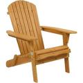 VINGLI Wooden Adirondack Chair 350 LBs Support Ergonomic Design Folding Outdoor Patio Fire Pit Lounge Armchair Furniture w/Natural Finish for Beach Poolside Balcony