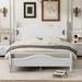 White Queen Size Retro Style Pine Wood Platform Bed Frame With Headboard And Footboard, Easy Assembly, No Box Spring Needed