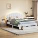 Teddy Fleece Upholstered Queen Platform Bed: Storage Drawer, LED Lights, USB Ports