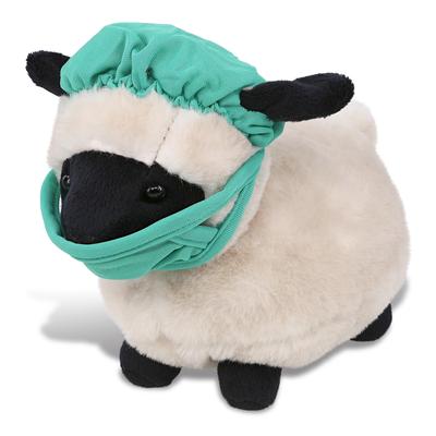 DolliBu Valais Blacknose Sheep Doctor Plush with Scrub Cap and Mask - 8.5 inches