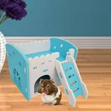 Walbest Pet Deluxe Dual-Layer Villa Wooden Double Decker Hamster House with Stair Pet Home Hideout Exercise Toys for Squirrels Gerbils Hamsters Golden Bears Small Animals
