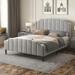 Gray Velvet Upholstered Platform Bed With Headboard And Footboard, Sturdy Frame, Queen Size, Easy Assembly