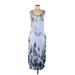 Sweet Lovely by Jen Casual Dress - A-Line Scoop Neck Sleeveless: Blue Tie-dye Dresses - Women's Size Small