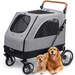 Dog Stroller for Large Dogs - JOYCOPY Foldable Pet Stroller for Medium Dogs with Breathable Mesh 4 Wheels Big Dog Stroller with Adjustable Handle Dog Wagon for Extra Large Dogs Up to 140 Lbs