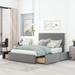 Grey Full Size Velvet Upholstery Platform Bed: Adjustable Headboard, Four Drawer Storage, Solid Construction, Easy Assembly