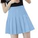 Pgeraug Fall Dresses for Women 2024 High Waist Pleated Mini Skirt Slim Waist Tennis Skirt Dress for Women Sky Blue Xl