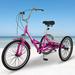 Adult Folding Tricycles Folding Bikes 7 Speed 24Inch 3 Wheel Adult Trikes Cruiser Bike with Large Basket Foldable Tricycle for Adults Women Men Seniors