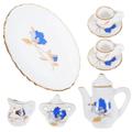 1 Set of 1: 12 Miniature Tea Cup Set Porcelain Flower Teapot Cup Teaware House Kitchen Photo Props Decoration (Random Style)