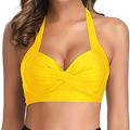 SEAOPEN Ladies Tankinis With Skirts Women Athletic Two Piece Bathing Suits Sports Bikini High Waisted Swimsuits Girls Crop Top Tankini Sets Bathing Suits for Women 2 Piece Thongs Yellow M