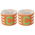 Uxcell 12.2x2.5 Soccer Captain C Armband 2 Pack Nylon Unisex Elastic Badge Adjustable for Youth Team Training Orange