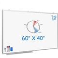Maxtek Large Magnetic Whiteboard maxtek 60 x 40 Magnetic Dry Erase Board Foldable with Pen Tray 1 Eraser and 6 Magnets | Wall-Mounted Aluminum Memo White Board for Office Home and School