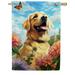 America Forever Spring Summer Golden Retriever Dog House Flag 28 x 40 inch Double Sided Puppy Golden Retriever Floral Spring House Flag for Outdoor Dog Flag Yard Decoration