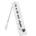 Waroomhouse Durable Bookmark Stainless Steel Bookmark Inscribed Feather Shape with Chain Tassel Pendant Exquisite Graduation Teachers Day Gift