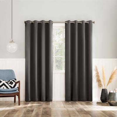 Sun Zero™ 2-Pc. Brandon Magnetic Closure Grommet Curtain Panel by BrylaneHome in Grey (Size 108