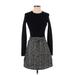 Theory Casual Dress - Sweater Dress: Black Tweed Dresses - Women's Size P