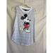 Disney Tops | Disney Mickey Mouse Striped White Gray Sleeveless Tank Top Size Medium | Color: Gray/White | Size: M