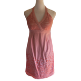 Athleta Dresses | Athleta 221937 Mesa Balsa Burnout Pink Henna Print Low-Cut Halter Dress Sz. S | Color: Orange/Pink | Size: S