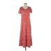 Cuddl Duds Casual Dress - A-Line Scoop Neck Short sleeves: Red Dresses - Women's Size Small