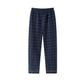 RWGSNB Mens Plus Size Pyjamas Bottoms Warm Quilting Long Pyjama Bottoms Dark Blue Checkered Pj Bottoms Elastic Waist Loose Lounge Pants Loungewear Autumn Winter,Xl