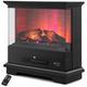 COSTWAY 27”/68cm Electric Fireplace, 3-Sided Fireplace Heater with 3-Level Flame, Thermostat, 0.5-6H Timer, Remote Control & Overheating Protection, 2000W Freestanding Stove Fire Surrounds (Black)