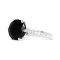 Hiflyer Jewels Natural Black Spinel and White Topaz Ring For Her Gift For Women and Girls, 925 Stamp Sterling Silver Jewelry (L 1/2)