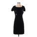 Antonio Melani Cocktail Dress - Sheath Square Short sleeves: Black Solid Dresses - Women's Size X-Small