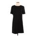 Ann Taylor LOFT Casual Dress - Shift Crew Neck Short sleeves: Black Print Dresses - Women's Size 12