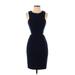 Aqua Dresses Casual Dress - Sheath High Neck Sleeveless: Blue Print Dresses - Women's Size 4