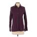 RVCA Long Sleeve Button Down Shirt: Burgundy Checkered/Gingham Tops - Women's Size Small
