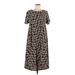 Lularoe Casual Dress - Midi Scoop Neck Short sleeves: Brown Dresses - Women's Size Large