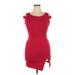 Cocktail Dress - Bodycon Scoop Neck Sleeveless: Red Print Dresses - Women's Size X-Large