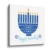 The Holiday Aisle® Happy Hanukkah Menorah II On Canvas by Yass Naffas Designs Print Canvas in Blue | 24 H x 24 W x 2 D in | Wayfair