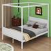 Red Barrel Studio® Arlyssa Queen Size Canopy Platform Bed w/ Headboard & Footboard Wood in White | 74.8 H x 62.7 W x 83.9 D in | Wayfair