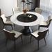 Orren Ellis Light luxury rock plate round dining table & chair Upholstered/Metal in White/Black | 29.52 H x 47.24 W x 47.24 D in | Wayfair