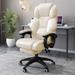 Inbox Zero Back Pillow Office Chair Leather Waterproof Stool Luxury Design Modern Chair Massage Office Silla in Brown | 27.55 W x 27.55 D in | Wayfair