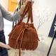 Sac à main à franges en faux daim pour femmes sacoche fourre-tout de luxe mode dames pompon