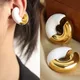 Boucles d'oreilles créoles en émail plaqué or pour femmes manchette d'oreille épaisse non