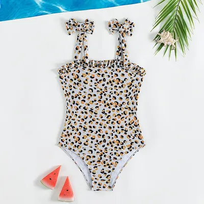 Maillot de bain une pièce imprimé léopard pour filles à la mode vêtements de plage tenue d'été