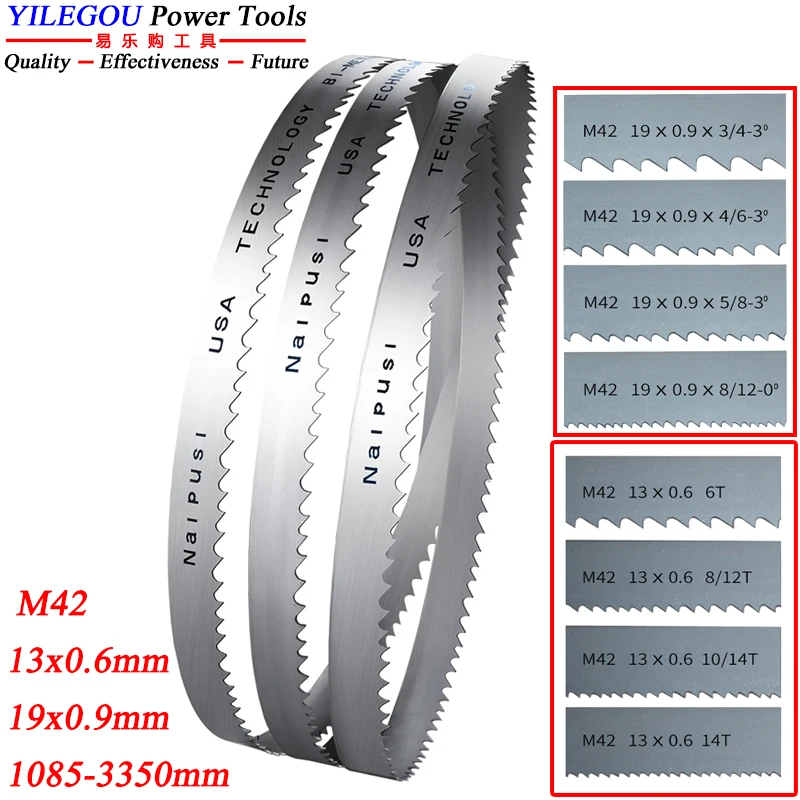 2 Pezzi 1140 1332 1575 1790 2240 2560mm M42 lama bimetallica per sega a nastro. 8" 9" 10" 12" 14" 16" lama bimetallica taglio metallo, legno duro, plastica. Lama per sega a nastro 13 19mm. può