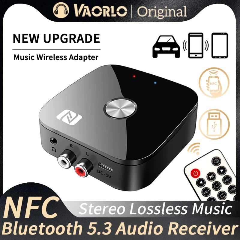 Ricevitore audio NFC Bluetooth 5.3 3,5 mm AUX R/L RCA Stereo Lossless HIFI Adattatore wireless per musica USB U-Disk Riproduzione telecomando