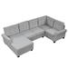 120" Oversized U-Shaped Sectional Sofa Corner Sofa Couches, Modern Upholstered Linen Fabric Sofa Couch for Living Room, Bedroom