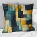 Designart "Yellow And Teal Abstract Geometric Fusion" Geometric Printed Throw Pillow