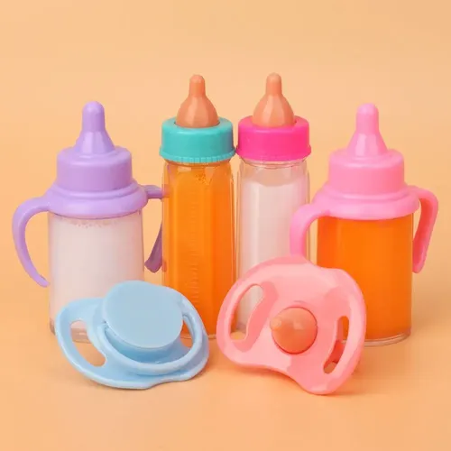 18 Zoll Puppe magische Milchsaft flaschen mit Schnuller Lätzchen passen Neugeborene Puppen Plastik