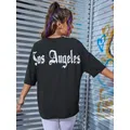 Kunst Schriftzug Los Angeles Baumwoll drucke Frauen T-Shirt Topsoft Sport Casualt-Shirts bequeme Hip