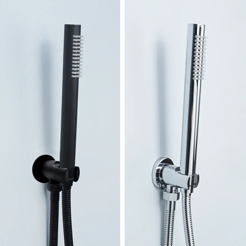 Chrom Matt Schwarz Handbrause Kopf 150cm Edelstahl Dusche Schlauch Messing Halterung Dusche Kopf Wand Montiert Dusche Zubehör