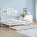 White Full Size Daybed Wood Bed Frame with Pull-Out Trundle Bed