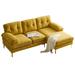 83" Modern Sectional Sofas Couches with Metal Legs & Lounge Chaise, Velvet Upholstered L-Shaped Couches for Living Room, Office