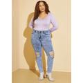 Plus Size Acid Wash Distressed Skinny Jeans