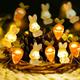 Zukuco Easter String Lights 16FT 50LEDs Bunny Carrot Decoration Lights Battery Operated Fairy Lights with 8 Modes for Home Indoor Outdoor Easter Basket Eggs Party Bedroom DÃ©cor