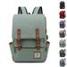 Vintage Backpack Canvas Trim Casual Bookbag Men Women 16inch Laptop Travel Rucksack (Green)